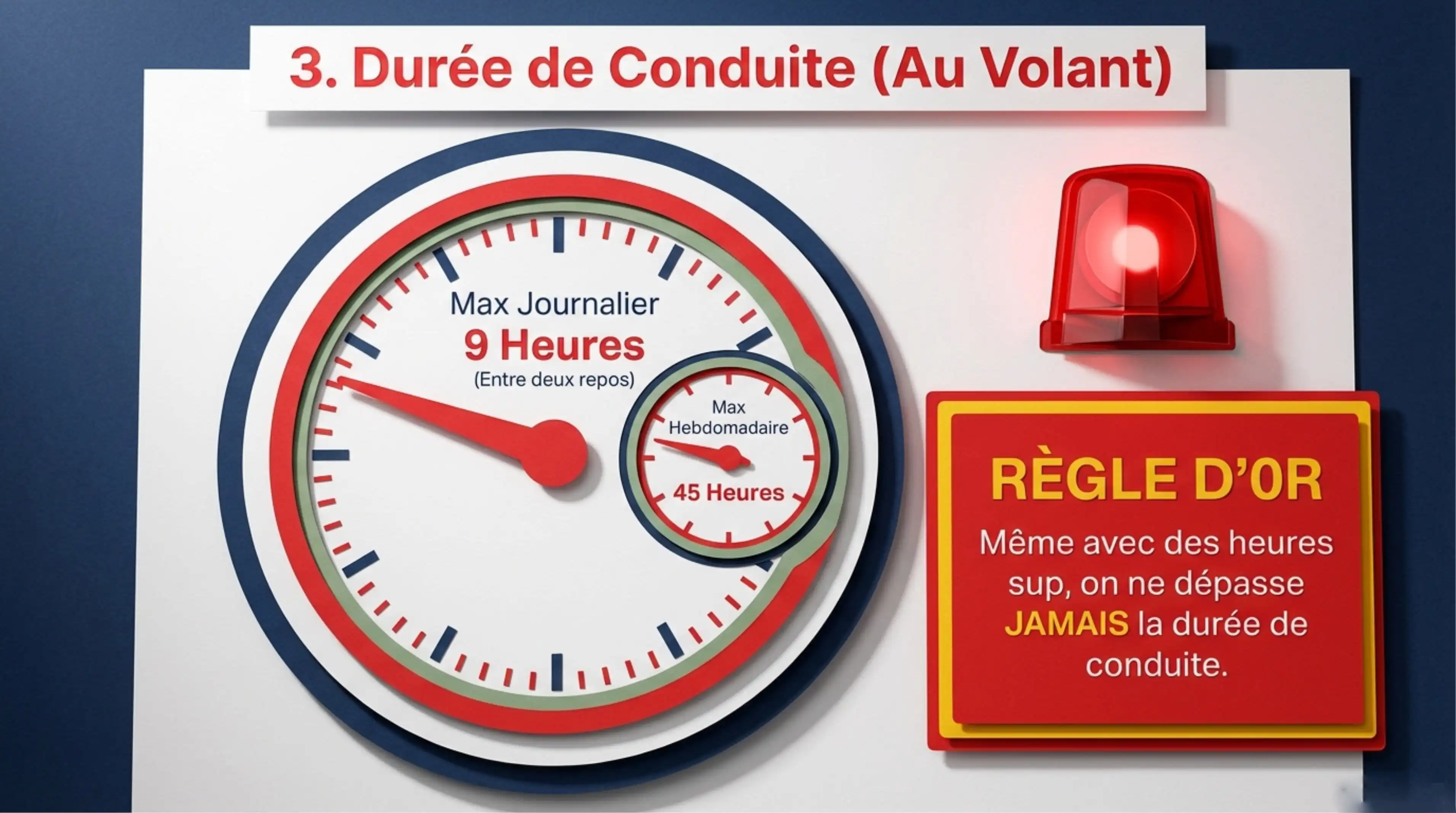 Résumé visuel — Article 7 : Durée journalière et hebdomadaire maximale de la conduite