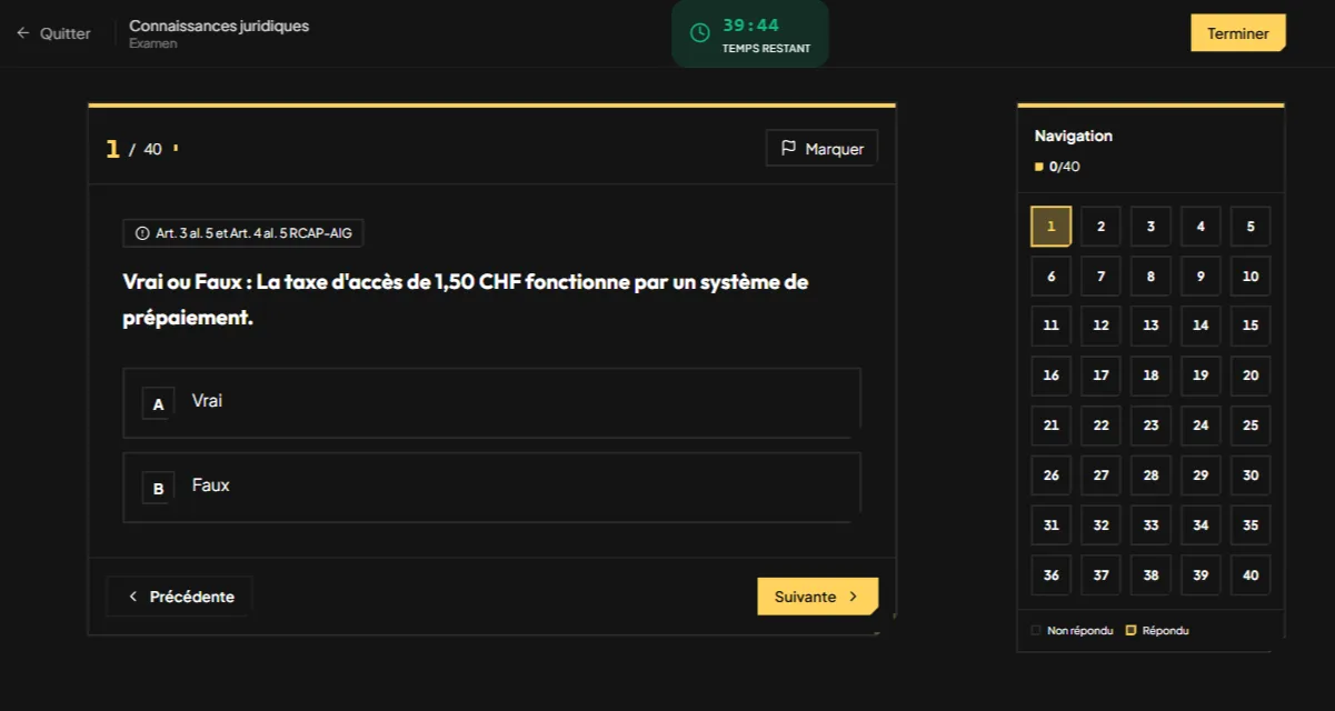 Examen blanc du Diplôme VTC/Taxi en conditions réelles avec chronomètre