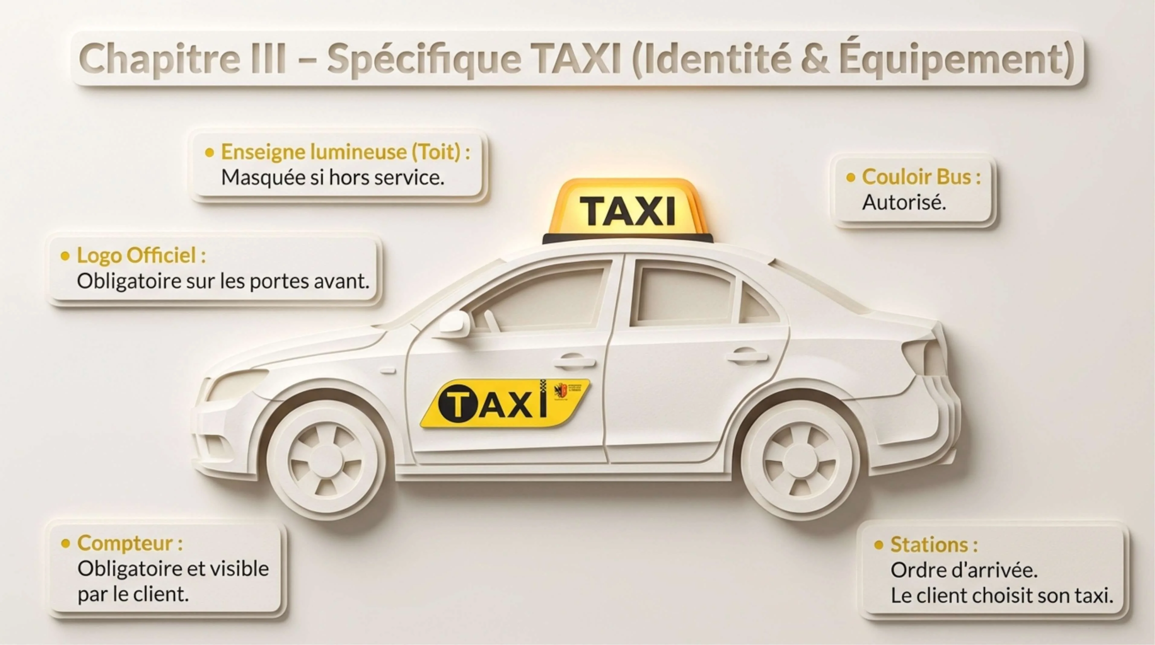 Résumé visuel — Article 31 : Obligations relatives aux voitures